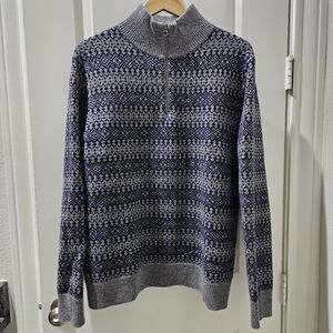J. CREW Fair Isle lambswool half-zip sweater 100% Wool hand wash NWOT